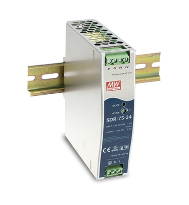 SDR-75-24 Meanwell Din Raylı Güç Kaynağı 12V 24V 48V %85-89