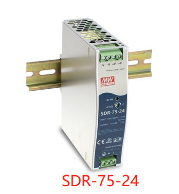 SDR-75-24 Meanwell Din Raylı Güç Kaynağı 12V 24V 48V %85-89