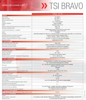 CE+T STI Bravo125/120 Ekstra AC Girişi ile 125Vdc 120Vac 2.5KVA 2.5KW P/N T321350201