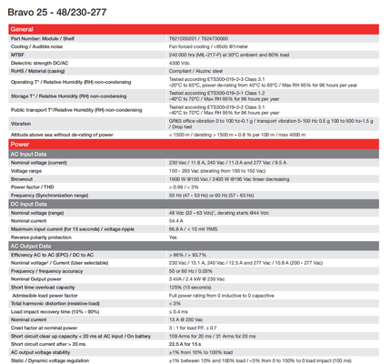CE + T Inverter Modülü 230VAC 48VDC 3KVA 2.4kw Bravo 2548/230-277 PN T621D30201