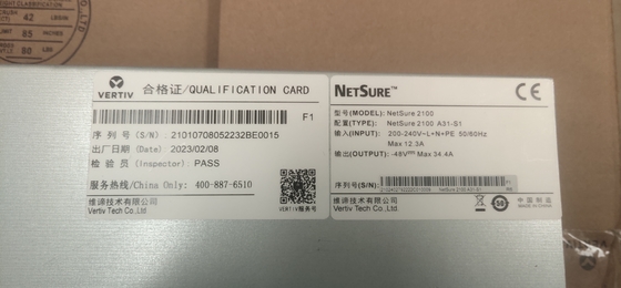Vertiv Power NetSure 2100 A31-S2 3000W Telekom Güç Sistemi 40A DC, OLT Kullanımı için R48-1000e3 ile