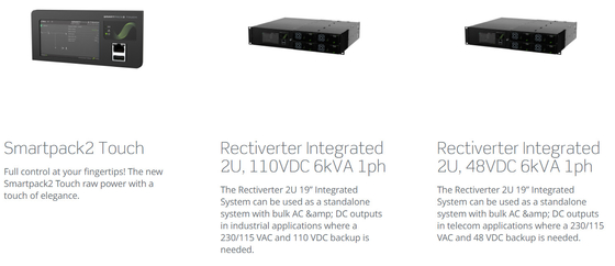 Eltek Rectiver 2U 6kVA Eltek Flatpack Güç Sistemi Smartpack2 Dokunmatik Denetleyici CIOR0402.1XXX ile